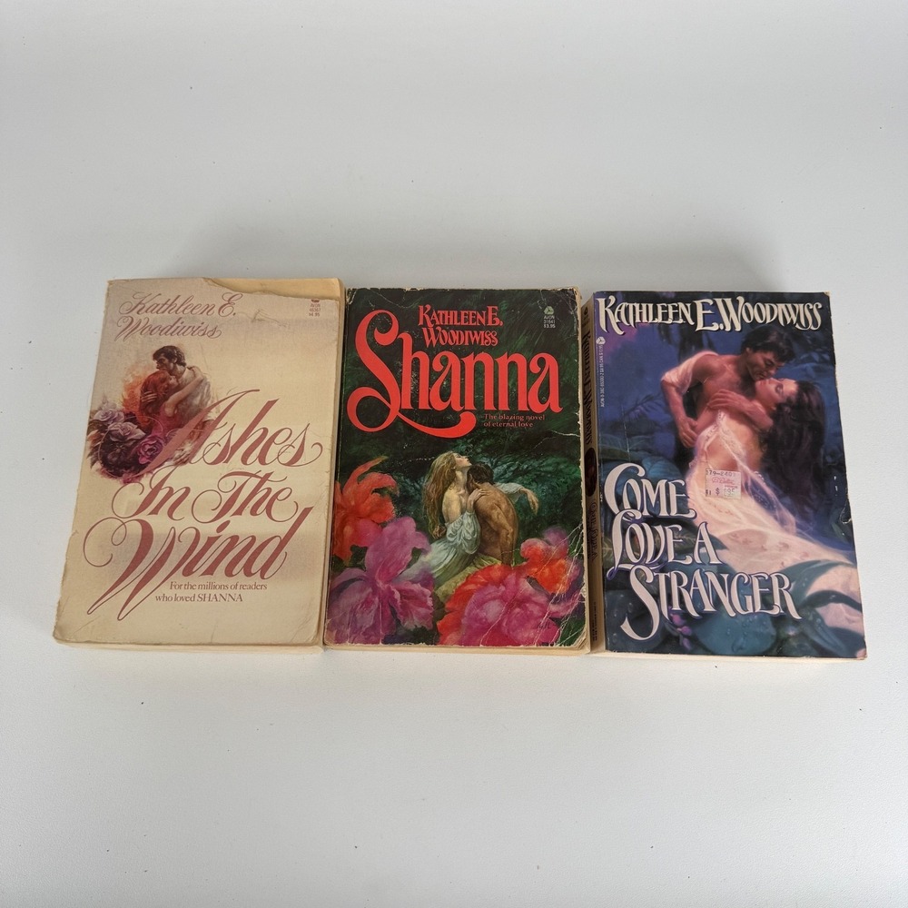 Kathleen Woodiwiss Lot of 3 Vintage HC Books Shanna, Rose in Winter, Wolf & Dove